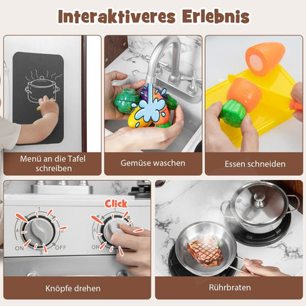 Dětská hrací kuchyňka, moderní kuchyňka s efektním osvětlením, kávová