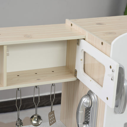 Dětská kuchyňka s příslušenstvím, borovice a MDF, 3 roky+, bílá