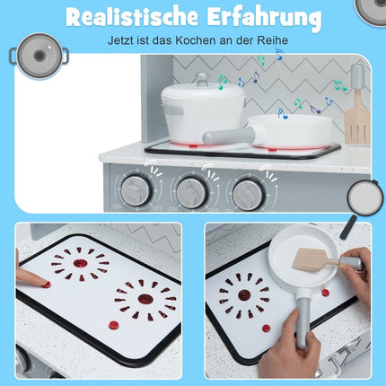 Children's kitchen with realistic light & sound & accessories 76 x 28 x 80 cm gray