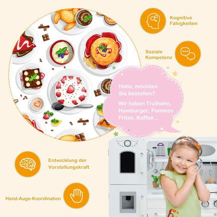 Children's kitchen with realistic light & sound & accessories 79 x 30 x 88.5 cm white