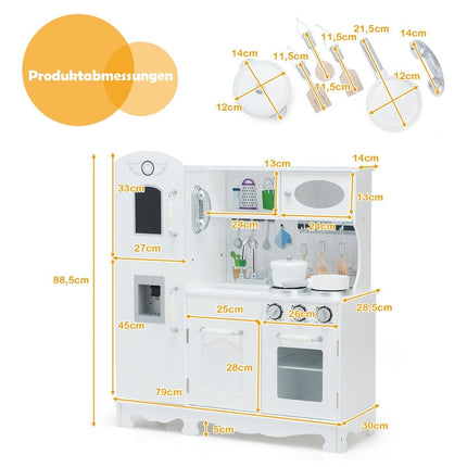 Children's kitchen with realistic light & sound & accessories 79 x 30 x 88.5 cm white