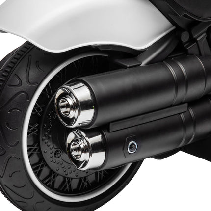 Elektrická motorka pro děti s přídavnými kolečky, bílá