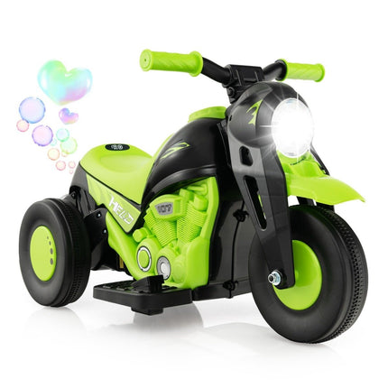 Dětská motorka s bublifukem, hudbou a LED světlometem, zelená