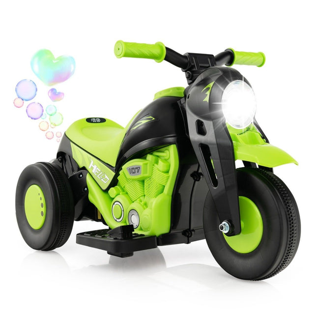 Children's motorcycle with bubble machine & music & LED headlight children's motorcycle green