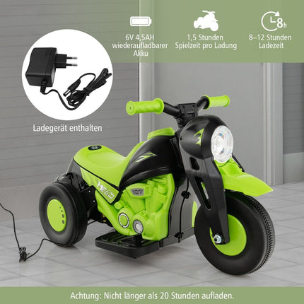 Dětská motorka s bublifukem, hudbou a LED světlometem, zelená