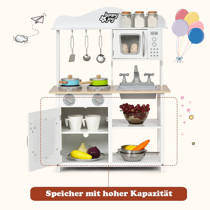 Dětská dřevěná hrací kuchyňka, kuchyňský set 60 x 30 x 83 cm bílá