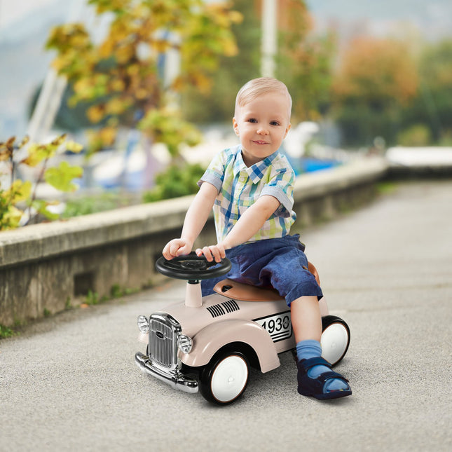 Ride-on car for children with storage, anti-tip, cream