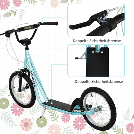 Folding kick scooter for children, handbrake, 16"" pneumatic tires