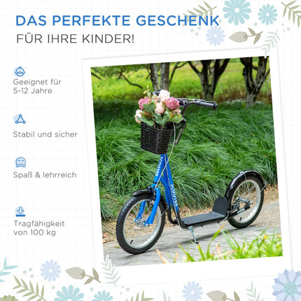 Nastavitelná dětská koloběžka s brzdou a košíkem