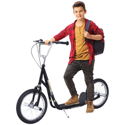 Dětská koloběžka, 16 palců, nafukovací kola, černá