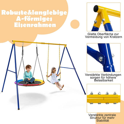 Dětská houpačka, dvojhoupačka s konstrukcí, nosnost až 300 kg (2 houpačky s rámem)