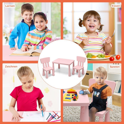 Dětský stůl a 2 židle, 3 ks. Dětský sedací set, nábytkový set růžový