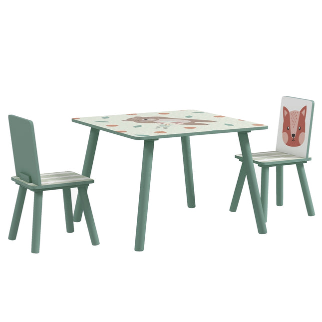 Dětský stůl a židle – zvířecí design, 3-8 let, zelený