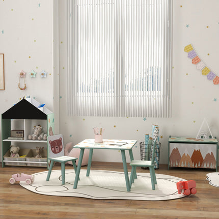 Dětský stůl a židle – zvířecí design, 3-8 let, zelený