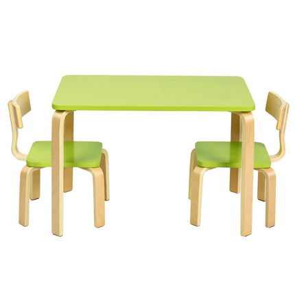 Dětský stůl se 2 dřevěnými židlemi, 3 ks. Dětský sedací set pro děti, zelený