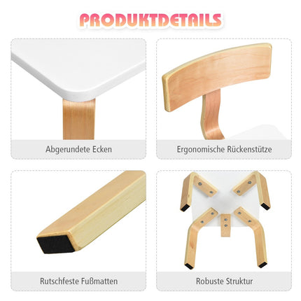 Dětský stůl se 2 dřevěnými židlemi, 3 ks. Dětský sedací set pro děti, bílý