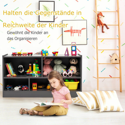 Children's toy cabinet made of wood, children's shelf, bookshelf, 111 x 30 x 61.5 cm, grey