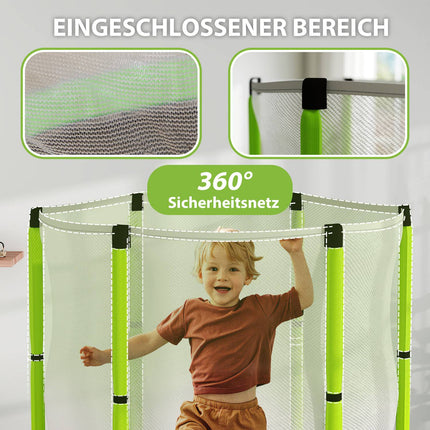 Dětská trampolína 140cm s ochrannou sítí, zelená