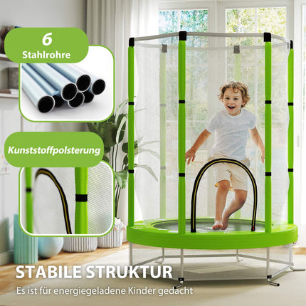 Dětská trampolína 140cm s ochrannou sítí, zelená