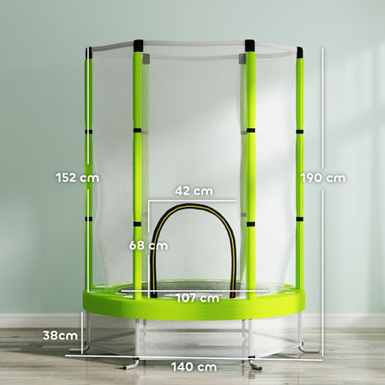 Dětská trampolína 140cm s ochrannou sítí, zelená