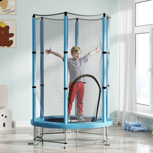 Dětská trampolína do interiéru, Ø140 cm – ochranná síť, vstup na zip