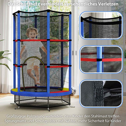 Dětská trampolína s ochrannou sítí – do interiéru i exteriéru, Ø140 cm
