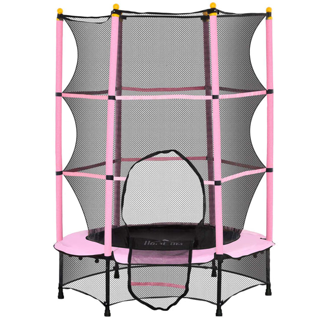 Dětská trampolína s ochrannou sítí, růžová, Ø140 cm