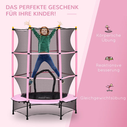 Dětská trampolína s ochrannou sítí, růžová, Ø140 cm