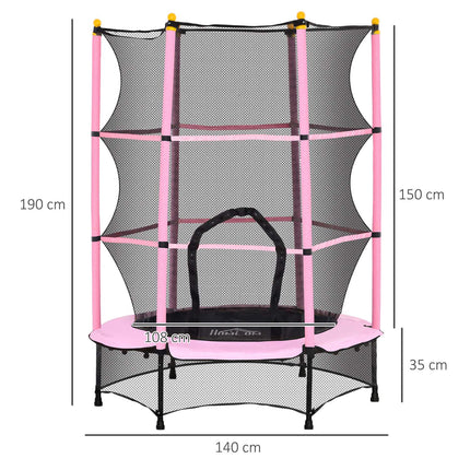 Dětská trampolína s ochrannou sítí, růžová, Ø140 cm