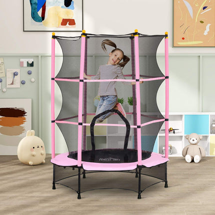 Dětská trampolína s ochrannou sítí, růžová, Ø140 cm