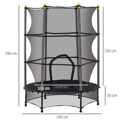 Dětská trampolína s ochrannou sítí, 140 cm, černá