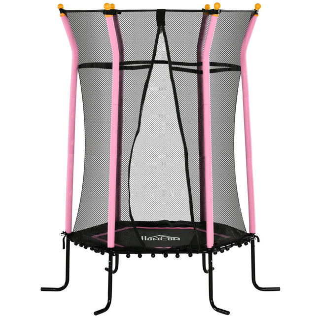 Dětská růžová trampolína 163.5 cm s ochrannou sítí, do 50 kg