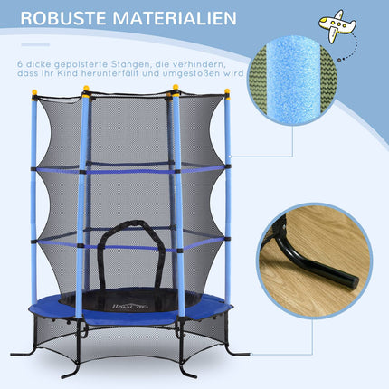 Zahradní trampolína pro děti, Ø163 cm, ochranná síť, modrá