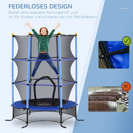 Zahradní trampolína pro děti, Ø163 cm, ochranná síť, modrá