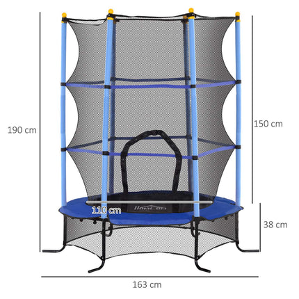 Zahradní trampolína pro děti, Ø163 cm, ochranná síť, modrá