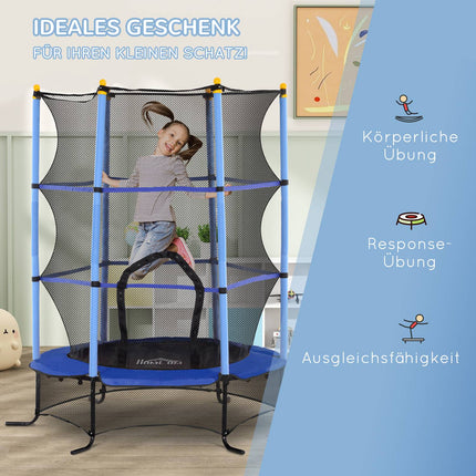 Zahradní trampolína pro děti, Ø163 cm, ochranná síť, modrá