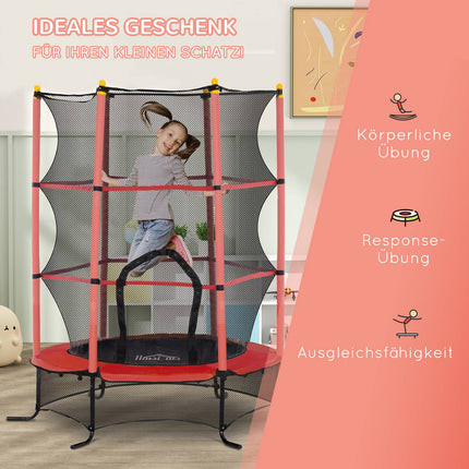 Dětská trampolína s ochrannou sítí, 163 cm, červená