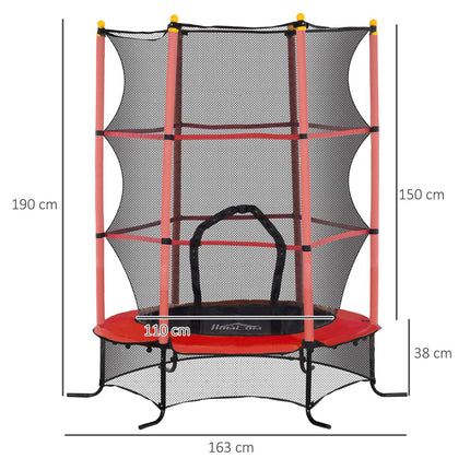 Dětská trampolína s ochrannou sítí, 163 cm, červená