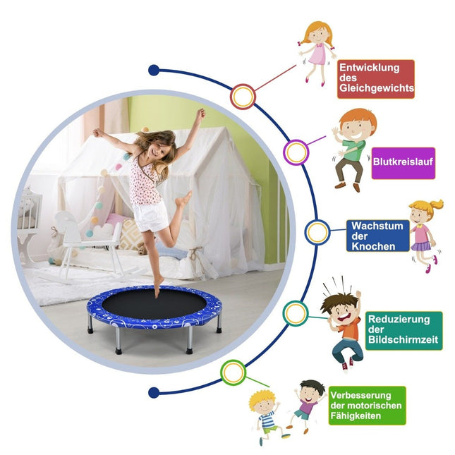 Dětská minitrampolína, skládací trampolína pro batolata, modrá + černá
