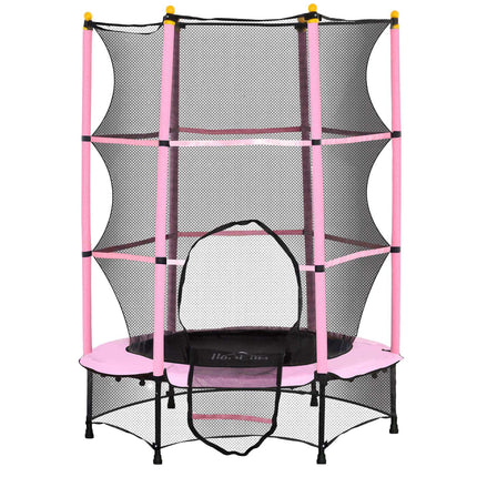 Dětská trampolína s ochrannou sítí, růžová, Ø140 cm