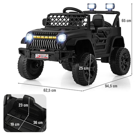 Dětský náklaďák s baterií 12 V, dobíjecí elektrické auto s dálkovým ovládáním, černý