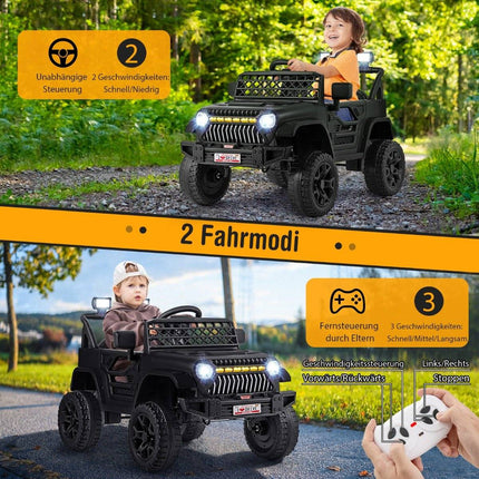 Dětský náklaďák s baterií 12 V, dobíjecí elektrické auto s dálkovým ovládáním, černý