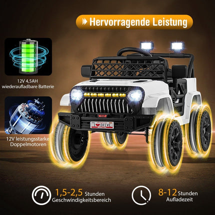 Dětský náklaďák s baterií 12 V, dobíjecí elektrické auto s dálkovým ovládáním, bílý