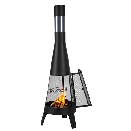 Chiminea 20 Inch Wood Burning Fire Pit With BBQ Grill