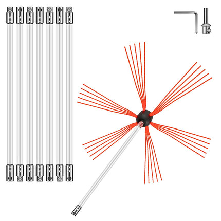 Chimney Cleaning Rod Kit, Nylon, 8 m, 8 Rods, Drill