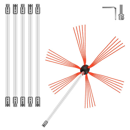 Chimney Sweep Rods Kit, 6 m Nylon, 6-Piece