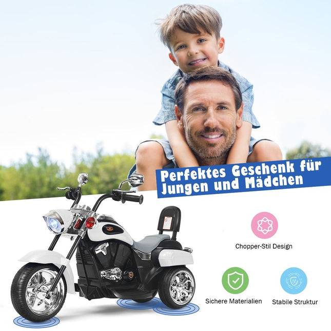 Dětská motorka na baterie ve stylu chopper 91 x 48 x 64 cm bílá + černá