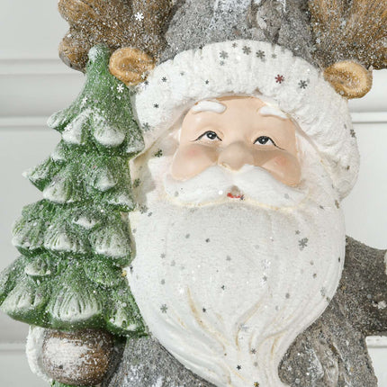 Figurka Santa s LED světly a vánočním stromkem, 55cm