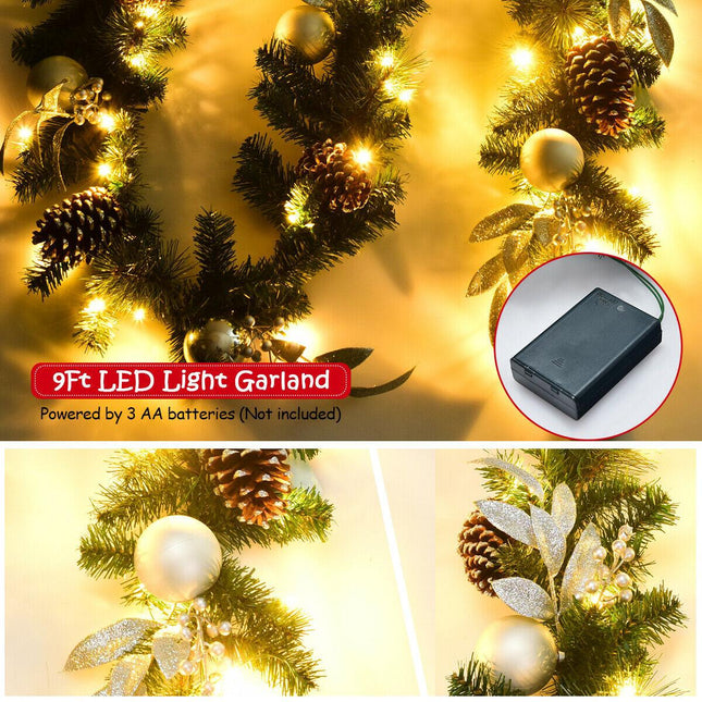 Vánoční girlanda 2.7m, 50 LED světel, šišky, časovač