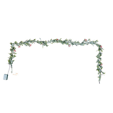 Christmas Garland 6.6 ft with 20 LED Lights, Berries